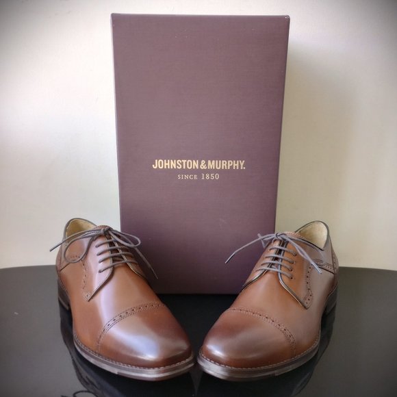 Johnston & Murphy Men\'s Reynolds Cap in Nice Tan Full Grain Leather main image 5